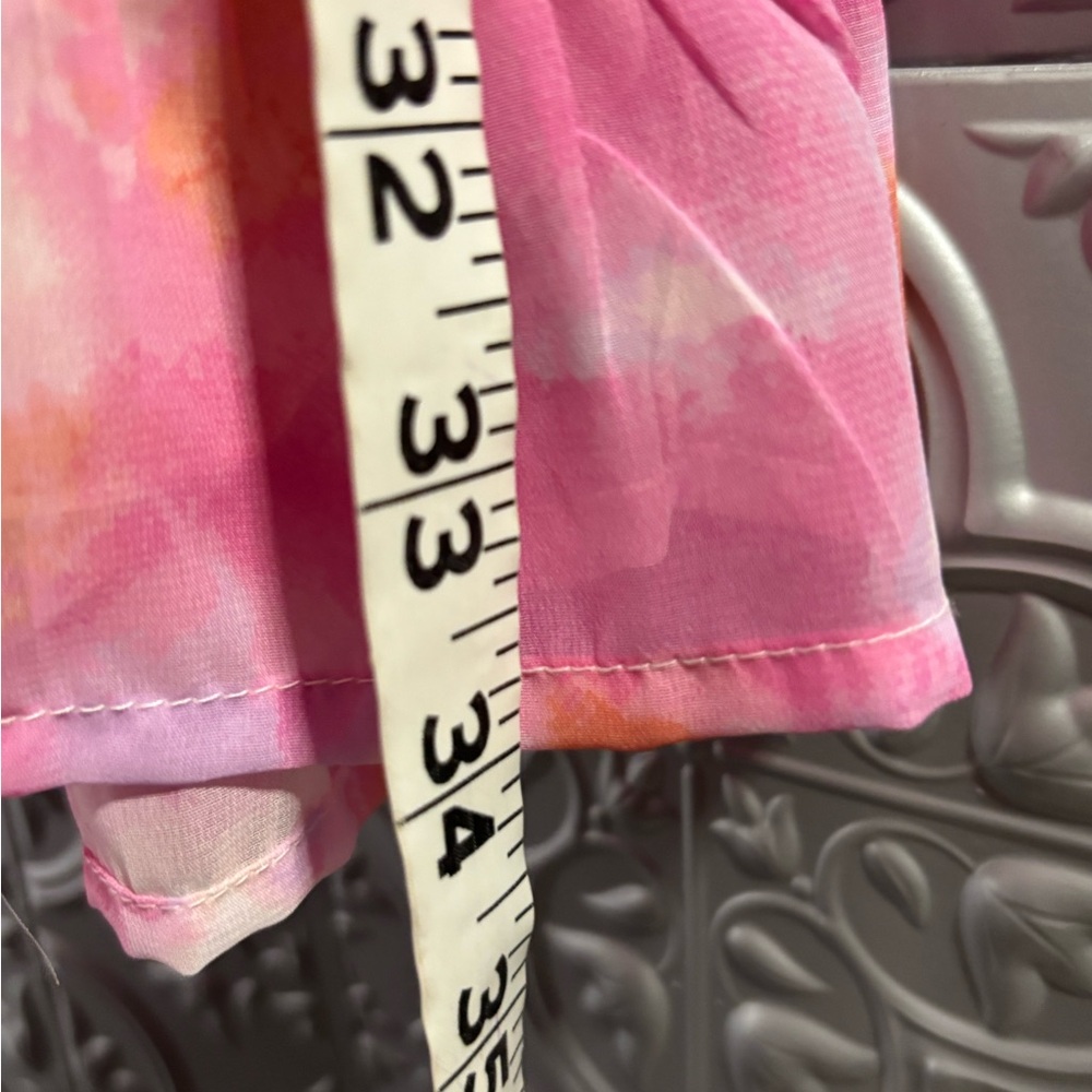Japna Pink Long Sleeve Mini Ruffle Dress Spring Pastel tie back belt resortwear - Picture 6 of 7